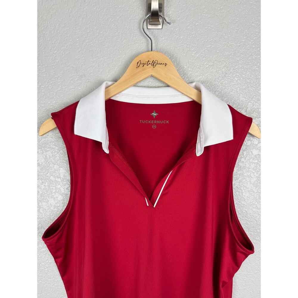 Tuckernuck Red Sleeveless Performance Jersey Caroline Polo Top XXL Golf Tnuck - Picture 3 of 10